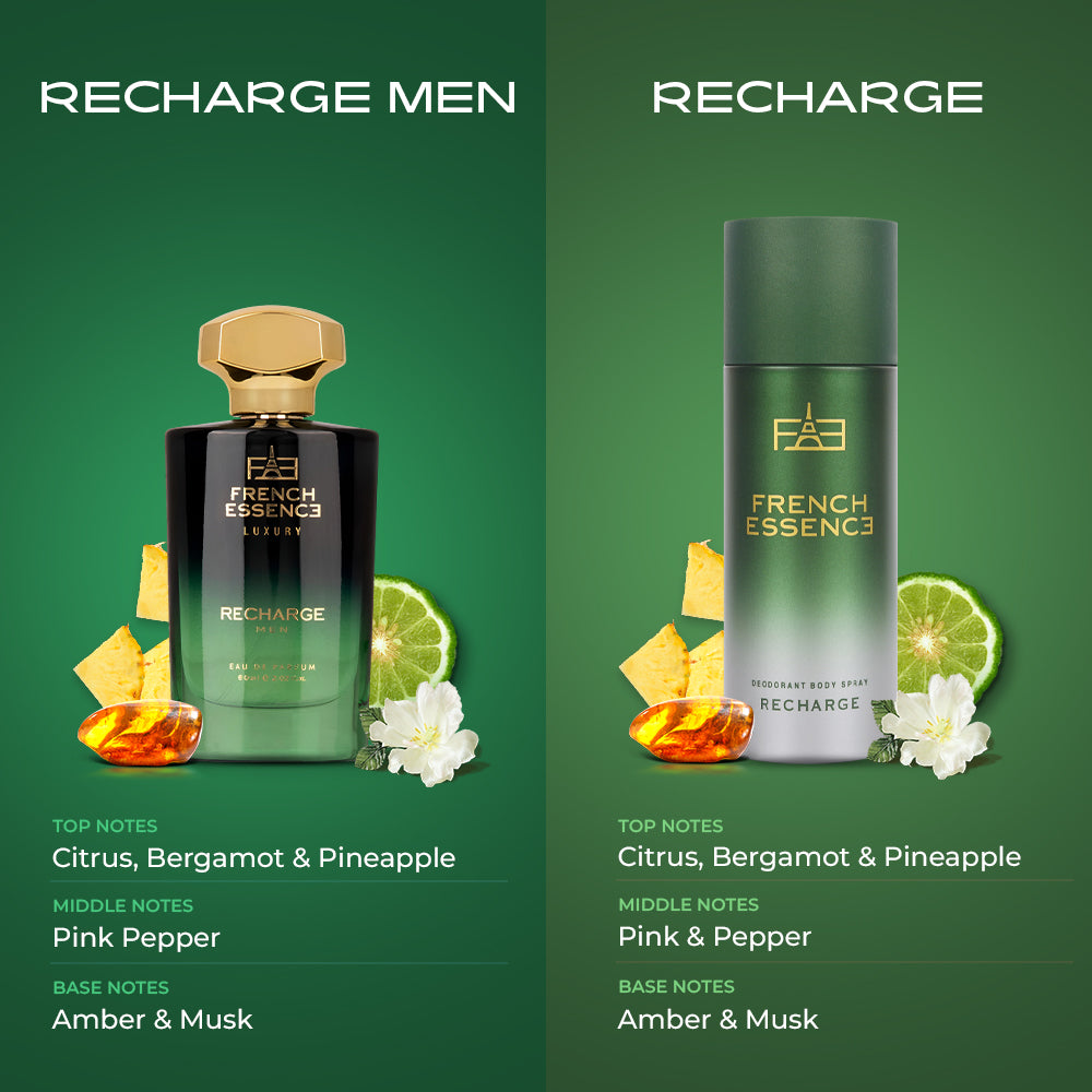 Recharge Men Perfume (60ml) & Deodorant (150ml) Combo Pack