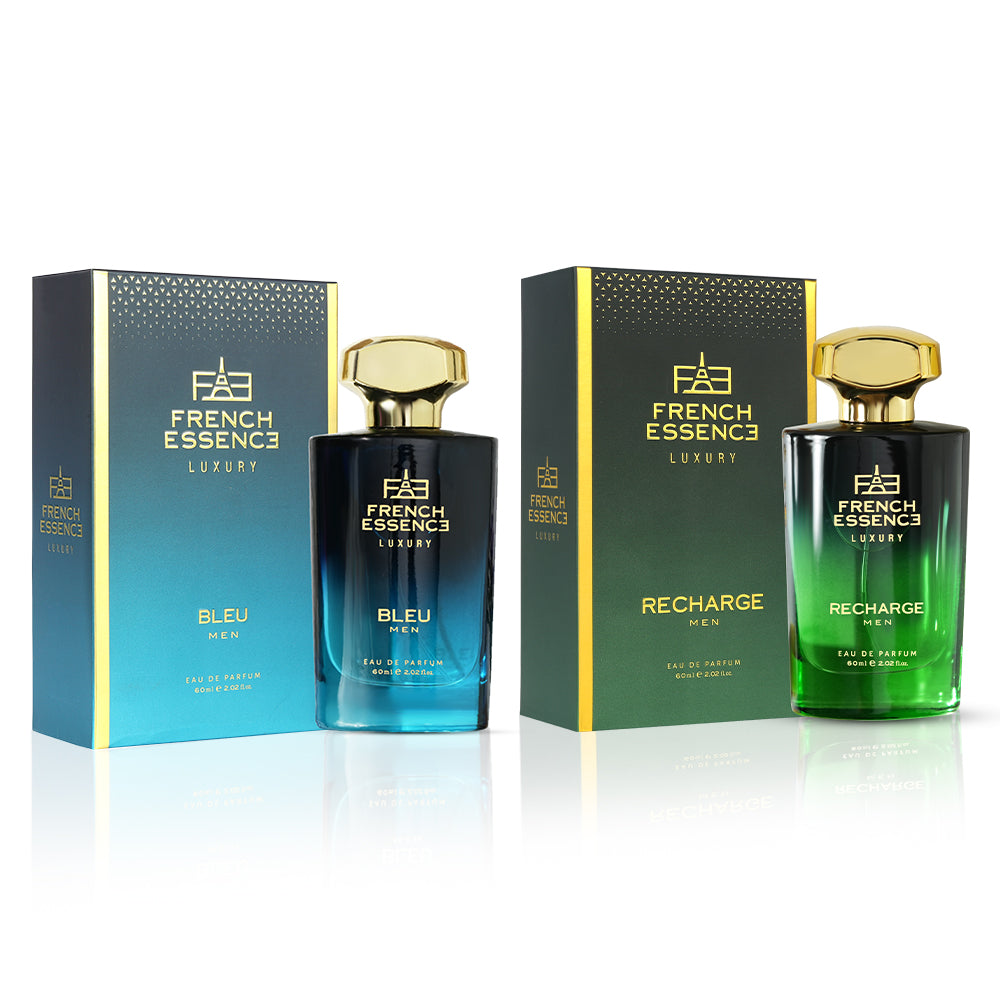 Recharge & Bleu Men's Perfume Combo Pack 60ML Each (Pack of 2)