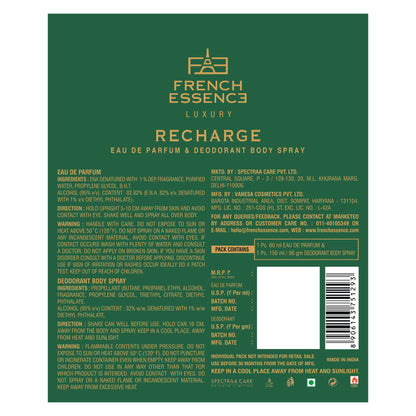 Recharge Men Perfume (60ml) & Deodorant (150ml) Combo Pack